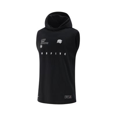 Li Ning Řada Anti-Five Jednoduchá Univerzální Volný Střih Kulatý Výstřih S Kapucí Sportovní Vesta Pánské Vesty Černá AVSV071-2