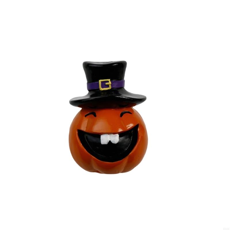 Horror Theme Resins Crafts Smiling Pumpkin Figurine For Halloween Shelf Decors HX6C