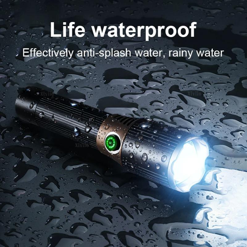 2026 New 30W Super Bright LED Flashlight Type-C Rechargeable Torch 1600M Tactical Flash Light Zoomable Lamp Camping Lantern