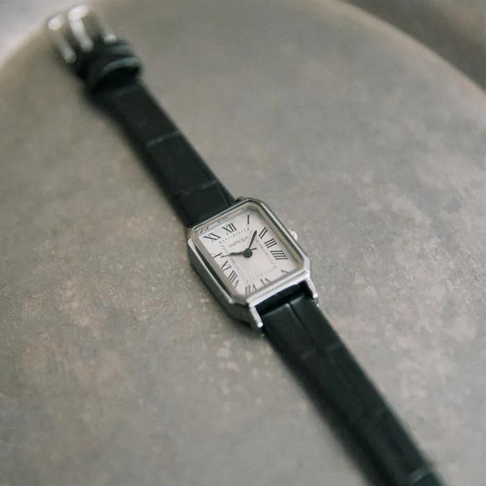 Square Classic Leather Watch - Black