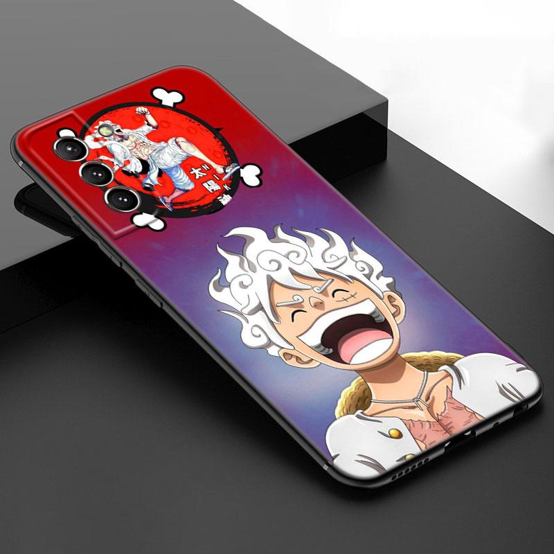 Anime One Piece Luffy Black Silicone Phone Case For Samsung Galaxy S23 S21 S20 FE S24 S22 Ultra S10E S10 S9 S8 Plus