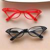 Retro Cat-Eye Diamond Decor Glasses - Trendy Flat Fashion Mirror for Halloween Accessories 