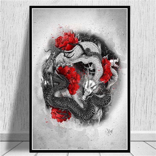 Japansk Zen Ink Målning Konstaffischer Canvastavlor Samurai Kanji Väggkonsttryck Familj Vardagsrum Retro Rum Dekor Väggmålning