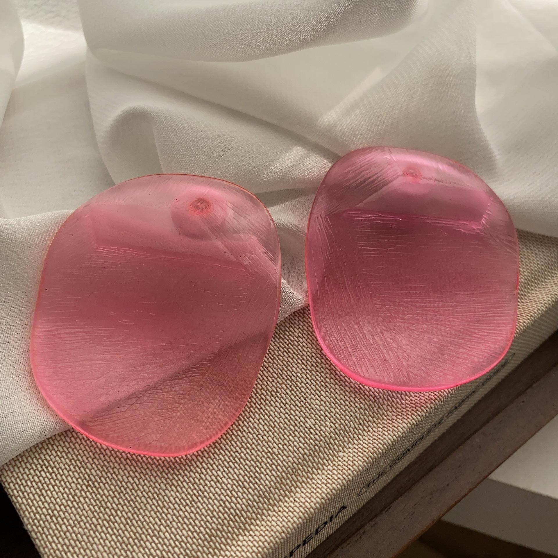 Геометрические розовые смоляные серьги-гвоздики, Уникальная преувеличенная индивидуальность, Уникальная простота и универсальность, Серьги-креветки на четыре сезона