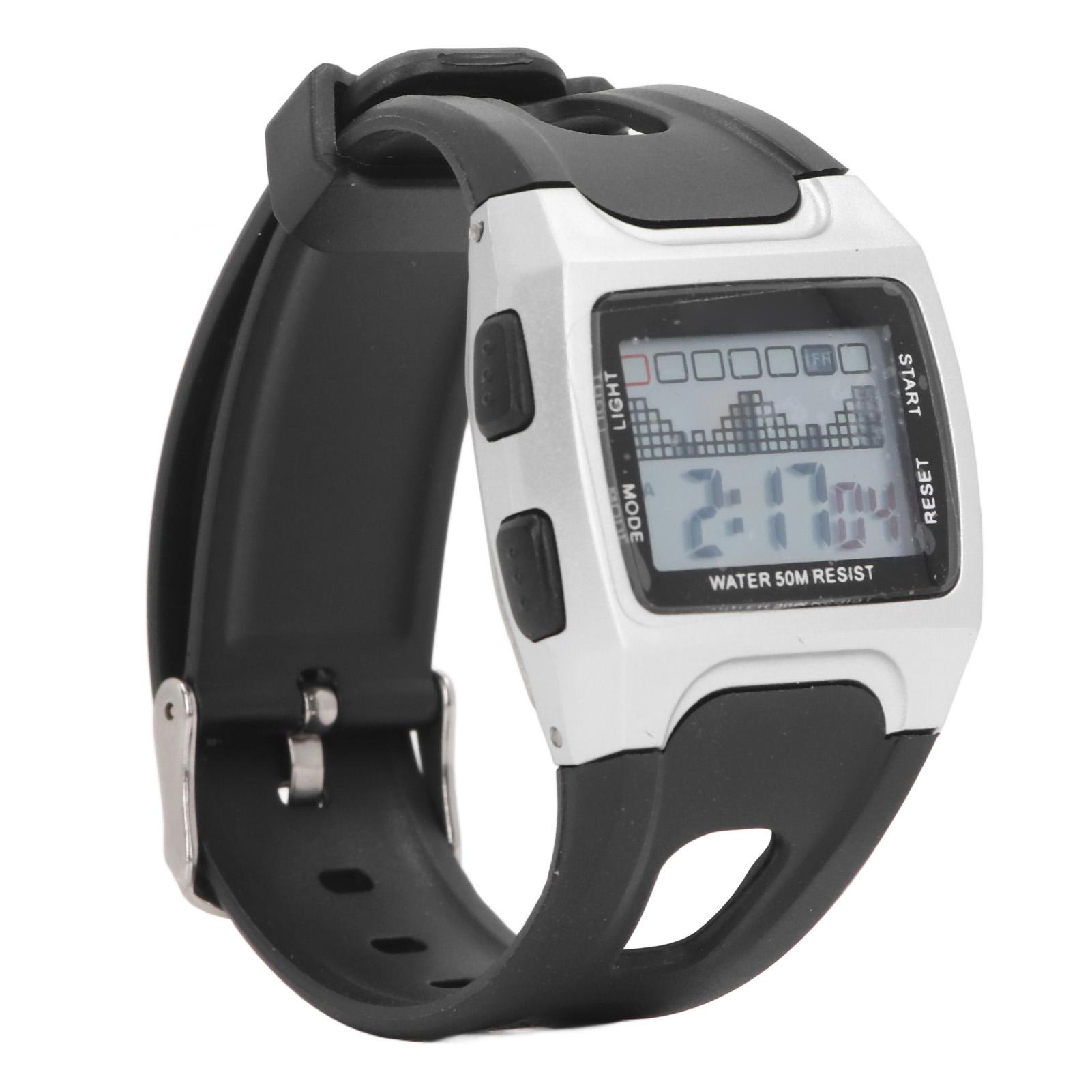 

50m Waterproof Sports Watch LED Night Light Calendar Alarm Multifunctional Vintage Rubber Band Digital Sports Watch срібний