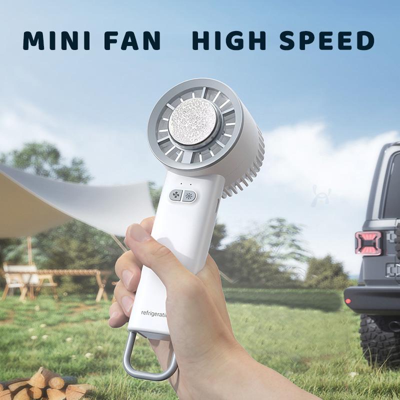 Portable Cold Compress Mini Fan 3S Fast Cooling 3-speed Wind Adjustable USB Rechargeable High-speed Handheld Turbo Fan with Hook