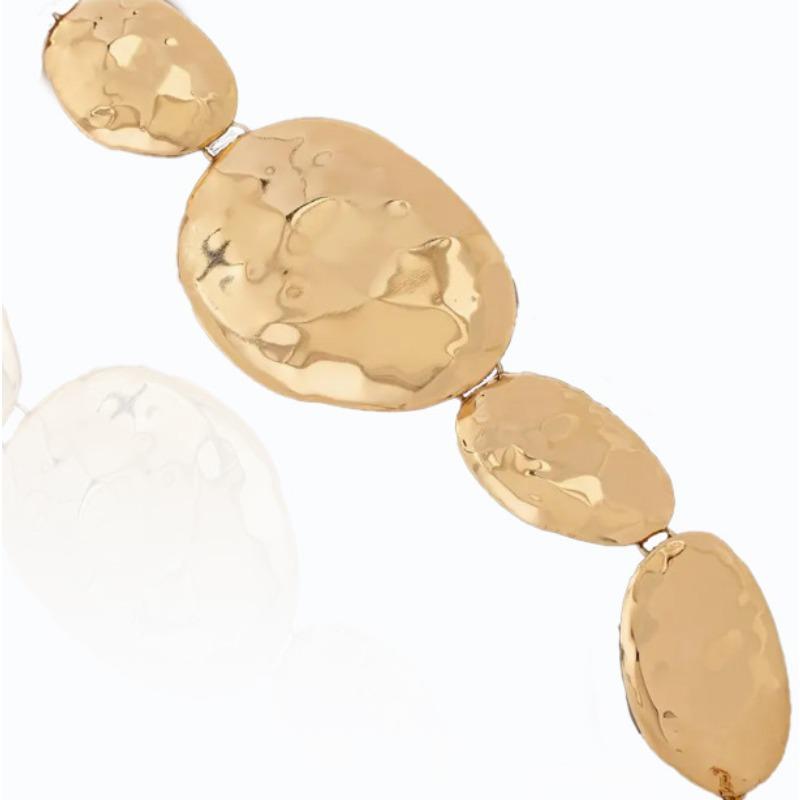 Irregular Oval Metal Glossy Geometric Pattern Jewelry Set Jewelry Stud Earrings Necklace