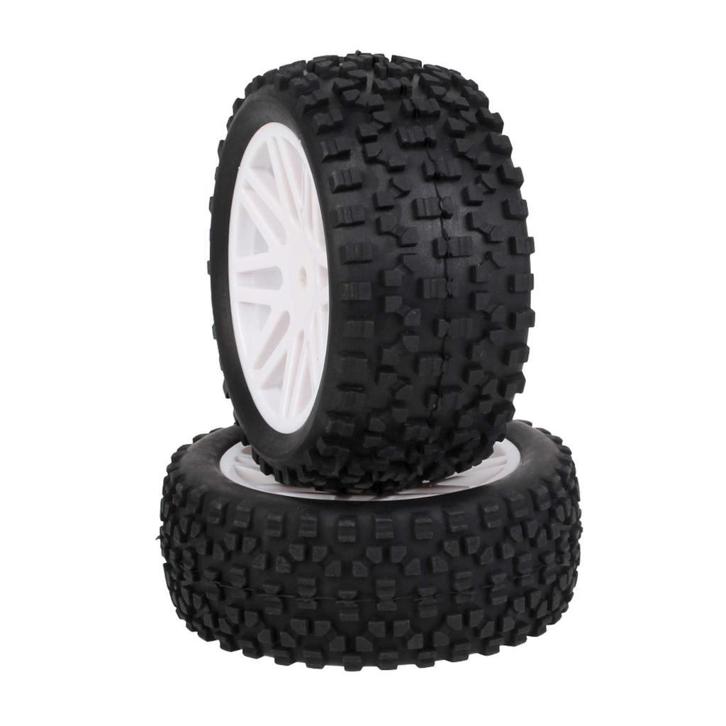 Mxfans 4 Pieces 12mm Hex RC 1/10 Front and Rear Wheel Rims & Tires 66012/66032 for RC 1/10 Off-Road Buggy