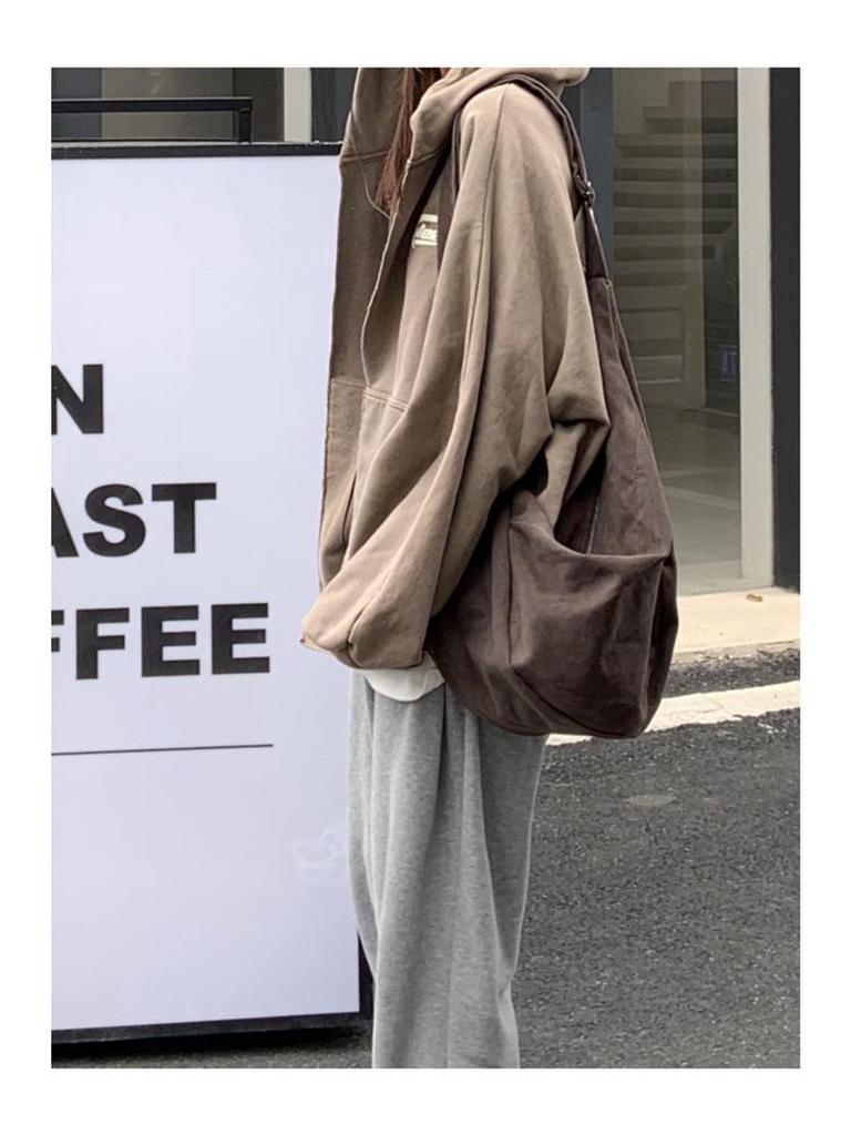 2024 Retro Kaffeefarbe Canvas Umhängetasche - Damen Nische Lazy Style