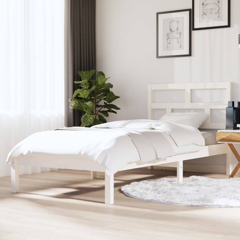 Solid Wood Bed White 90 x 190 cm