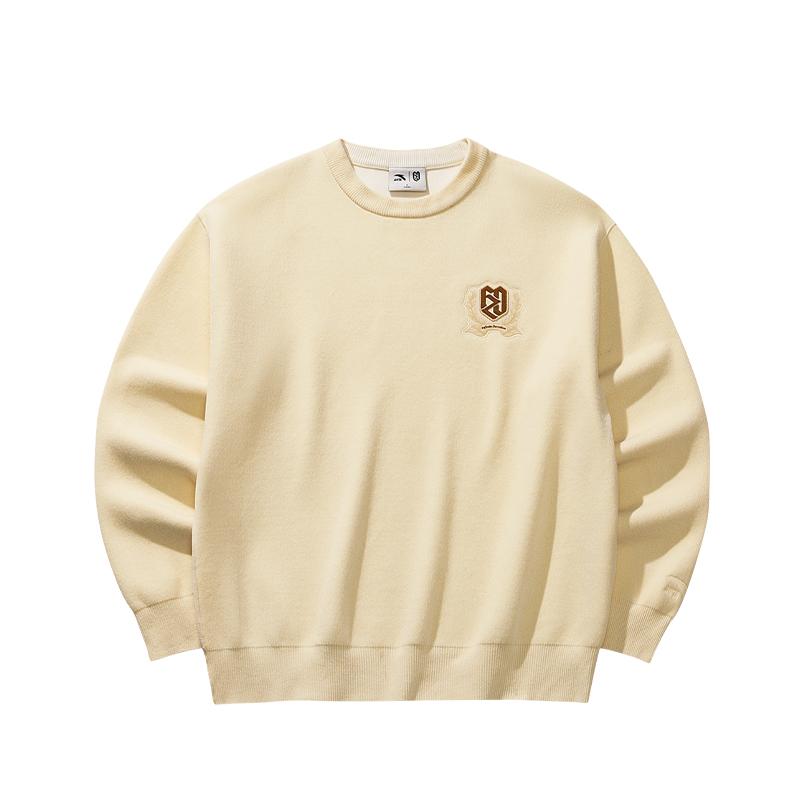 Anta Fan Zhendong Series Round Neck Pullover Casual Letter Long Sleeve Knit Sweater Unisex sweater 172628703R-4 XL