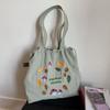 Vintage Embroidery Nylon Tote Shoulder Bag for Women Large Capacity Ladies Drawstring Shopper Bags Casual Portable Handbags
