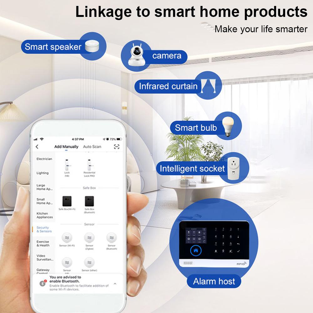 2G WiFi Wireless Home Alarm System TY APP 2.4-inch TFT Color Screen Rechargeable  Alarm Panel SOS