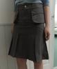 Haisan Wing Pocket Pleated Skirt Charcoal