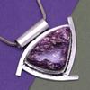Gemstone Silver Cheroite  Pendant 2.5" Jewelry Russian Tanzanite Ethnic