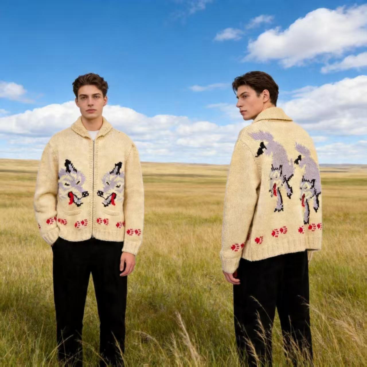 Retro Vilka Galvas Žakarda Rāvējslēdzēja Cardigan: