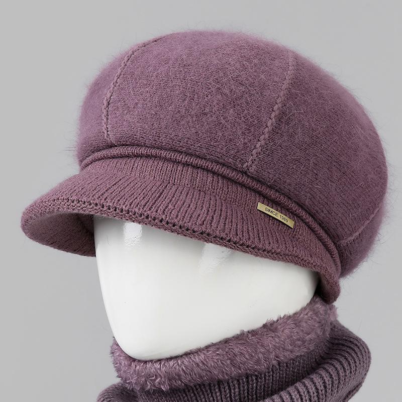 Ladies Winter Rabbit Fur Hat Warm Thickened Knitted Mother Wool Hat Cold Versatile Old Man Hat