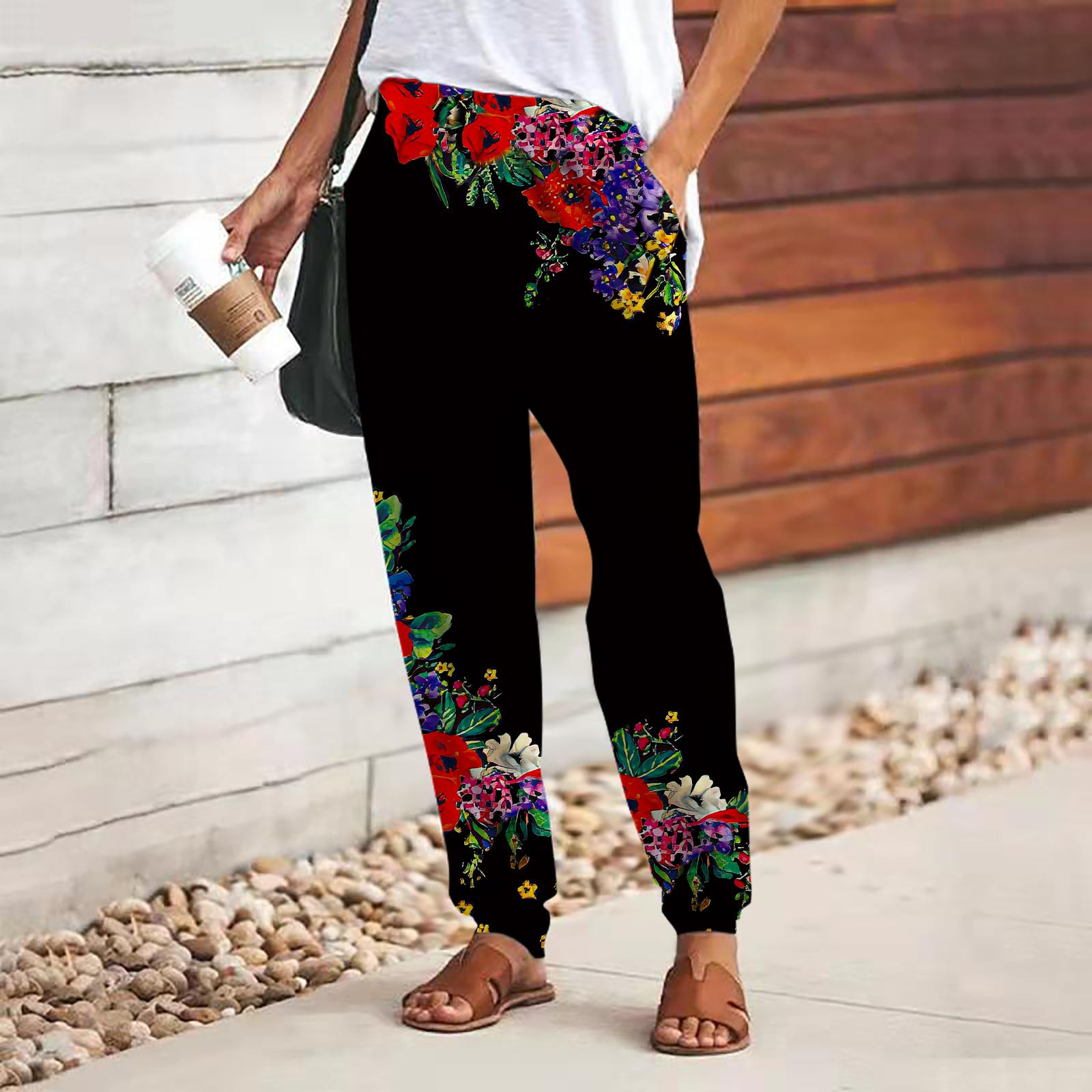 

Женские брюки с принтом 3D Blue Peach Blossom, свободные брюки со шнуровкой и эластичным поясом, повседневные длинные брюки с карманами 8XL красный