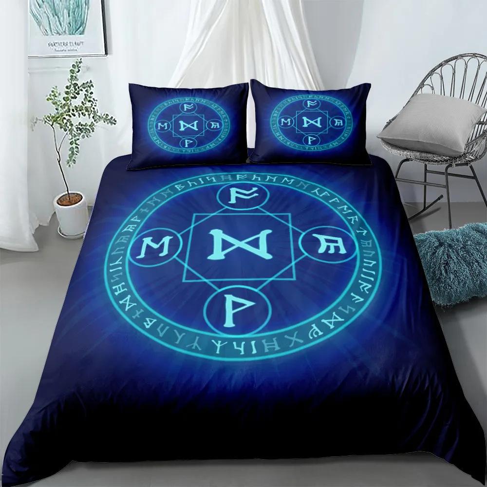Viking Printed Duvet Set Ancient Myth Themed Bedding Set Three-Piece Set
