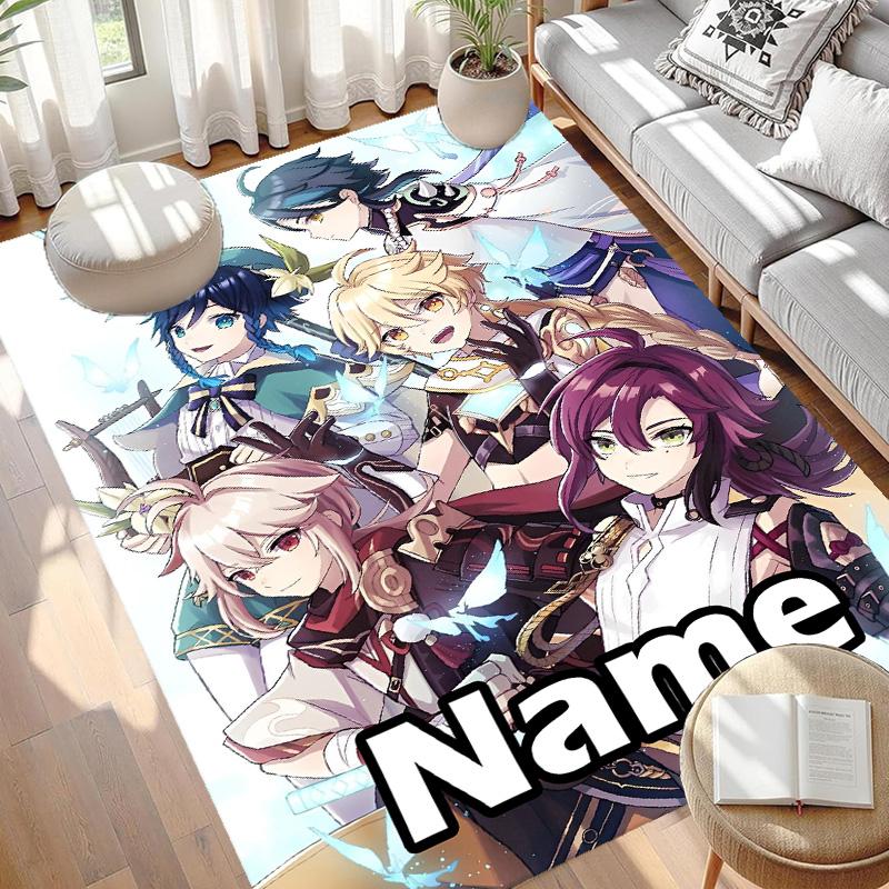 Custom Name Personalized Genshin Impact Print Carpet, Versatile Home Decor Rug, for Playroom, Apartment, Balcony, Entryway, Hallway Gift