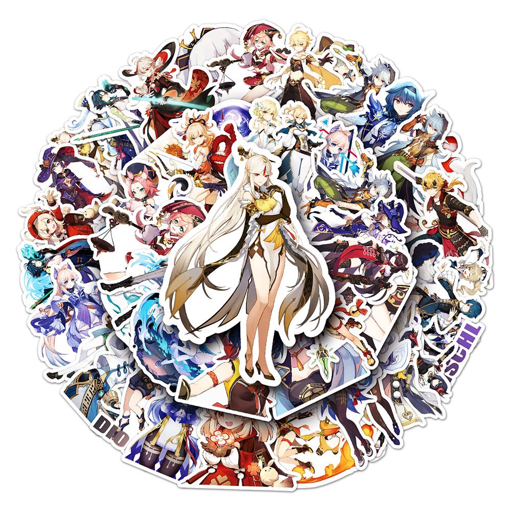 10/30/50pcs Genshin Impact Cartoon Stickers Cute Anime Game Decals Waterproof DIY Water Bottle Phone Laptop Graffiti Sticker Toy