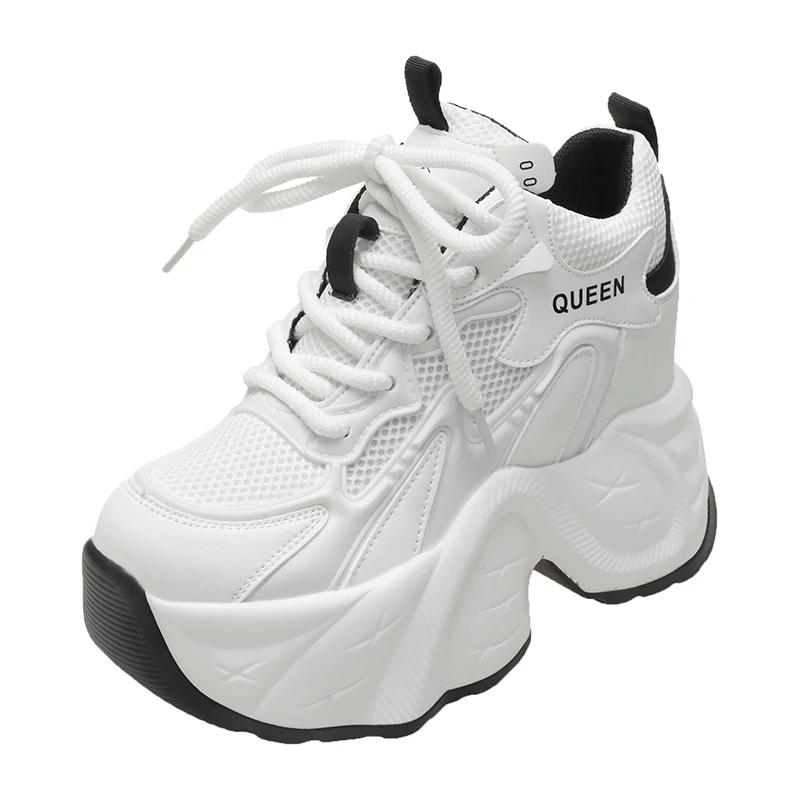 

Модные женские кроссовки на массивной подошве 10 см, новинка осени 2024 года, сетчатые кроссовки на высокой платформе в стиле «папиных кроссовок», женские повседневные кроссовки, обувь на толстой вулканизированной подошве 34