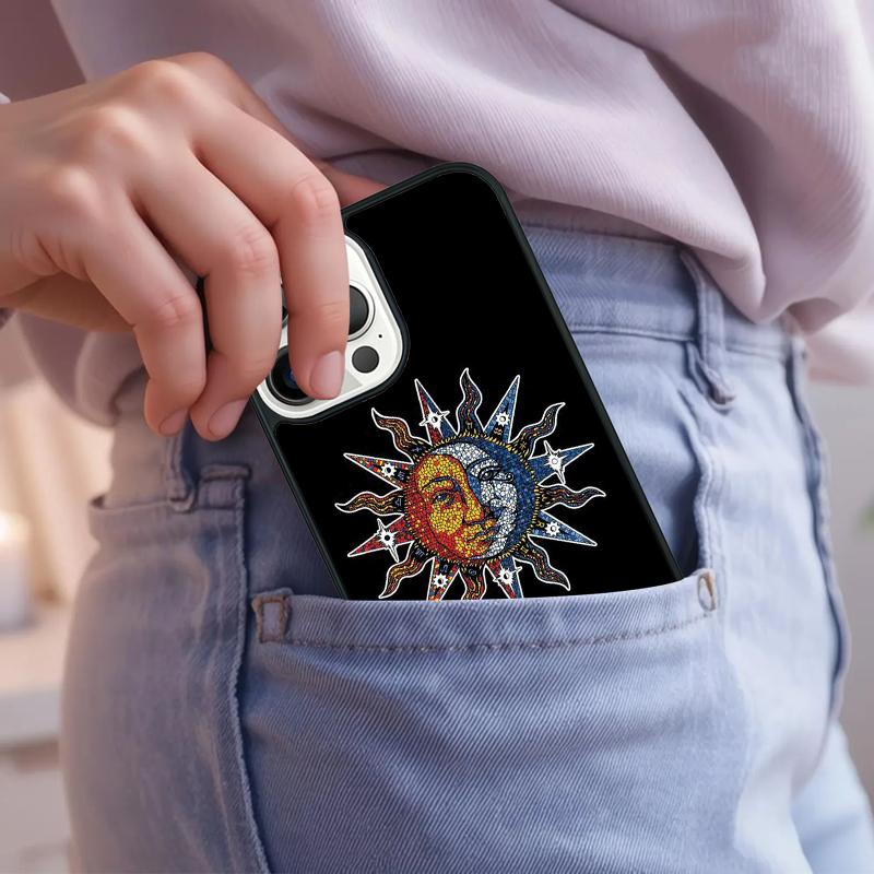 Celestial Mosaic Sun Moon Phone Case For iPhone 17 Air 15 16e 14 13 Pro Max Coque 12 11 Pro Max PLUS cover
