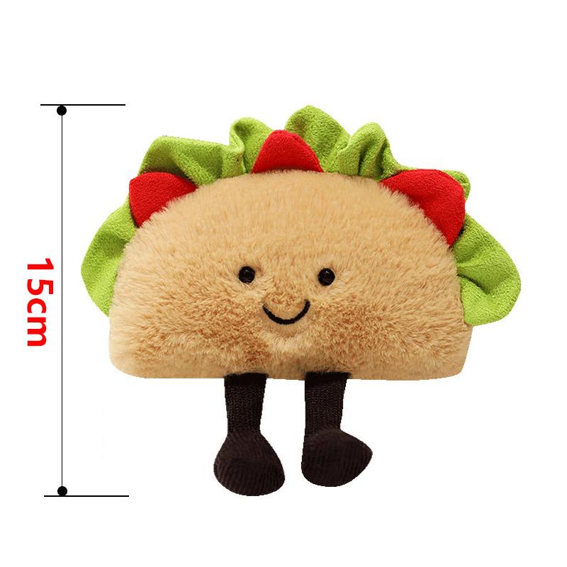 1pc Plush Taco Cake Toy Cute Simulation Food Mexican Roll Hamburger Soft Doll Cut Home Decor Keychain Pendant Kids Birthday Gift