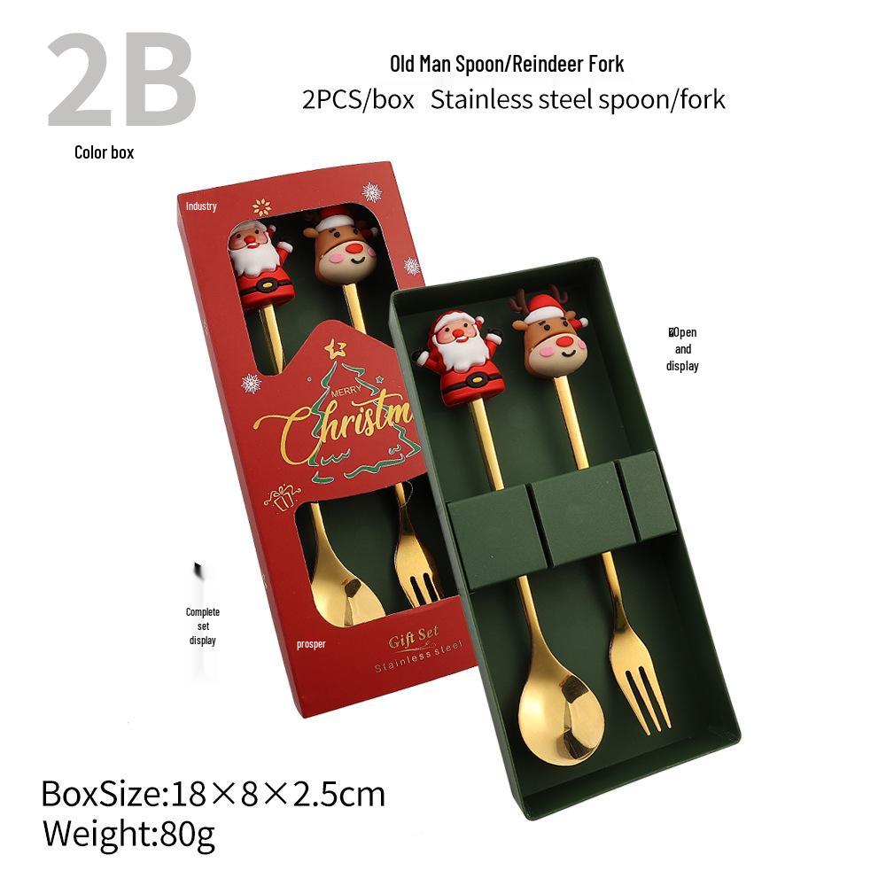 Christmas Tree Spoon & Fork Set – Santa Claus Holiday Gift