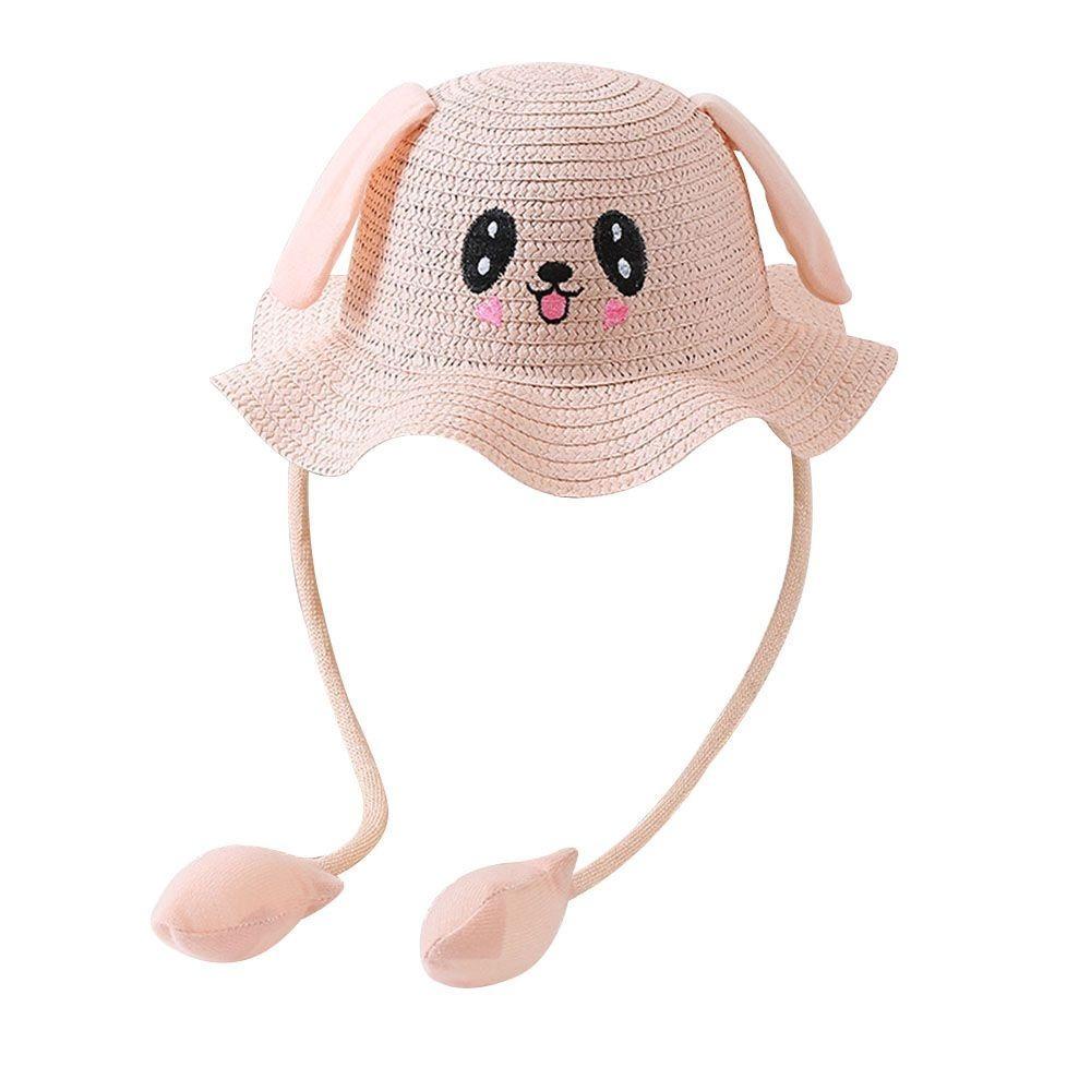 Moving Ears Rabbit Straw Hats Breathable Sun Hat Multifunctional Children's Hats  Summer Girls Boys