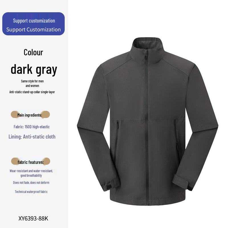 Unisex Windproof & Waterproof Softshell Jacket with Stand-up Collar - Custom Logo Embroidery Available
