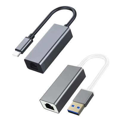 Aluminum Shell USB 3.0 Type C To RJ45 Ethernet Converters 100Mbps Gigabit Cord Networking Adapter Plugs And Play