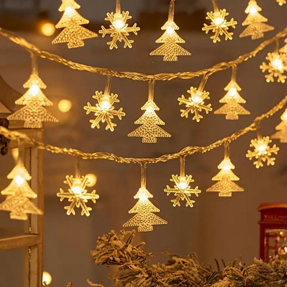 LED Christmas Reindeer & Snowflake String Lights for Courtyard Decoration