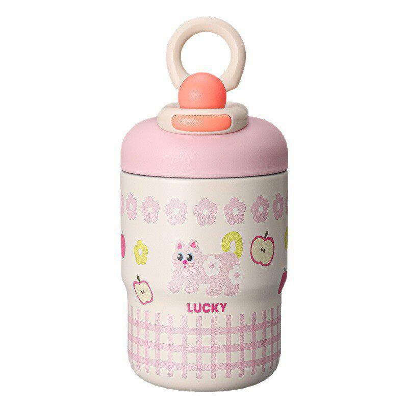 Large-Capacity Thermos Cup for Women 2025 New Coffee Cup Kidsren's Straw Cup Student School Double Drinking Cup