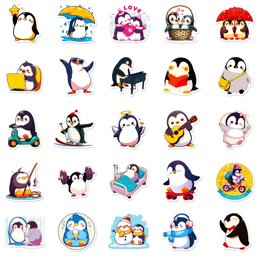 50 Roztomilých Vtipných Tučňáků Kreslené Čmáranice Zvířecí Samolepky DIY Kufr Notebook Samolepky Tučňáci