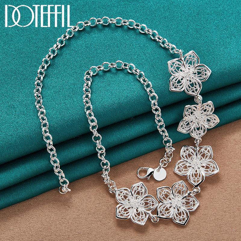 Silver Flower Necklace Fashion Wedding Jewelry