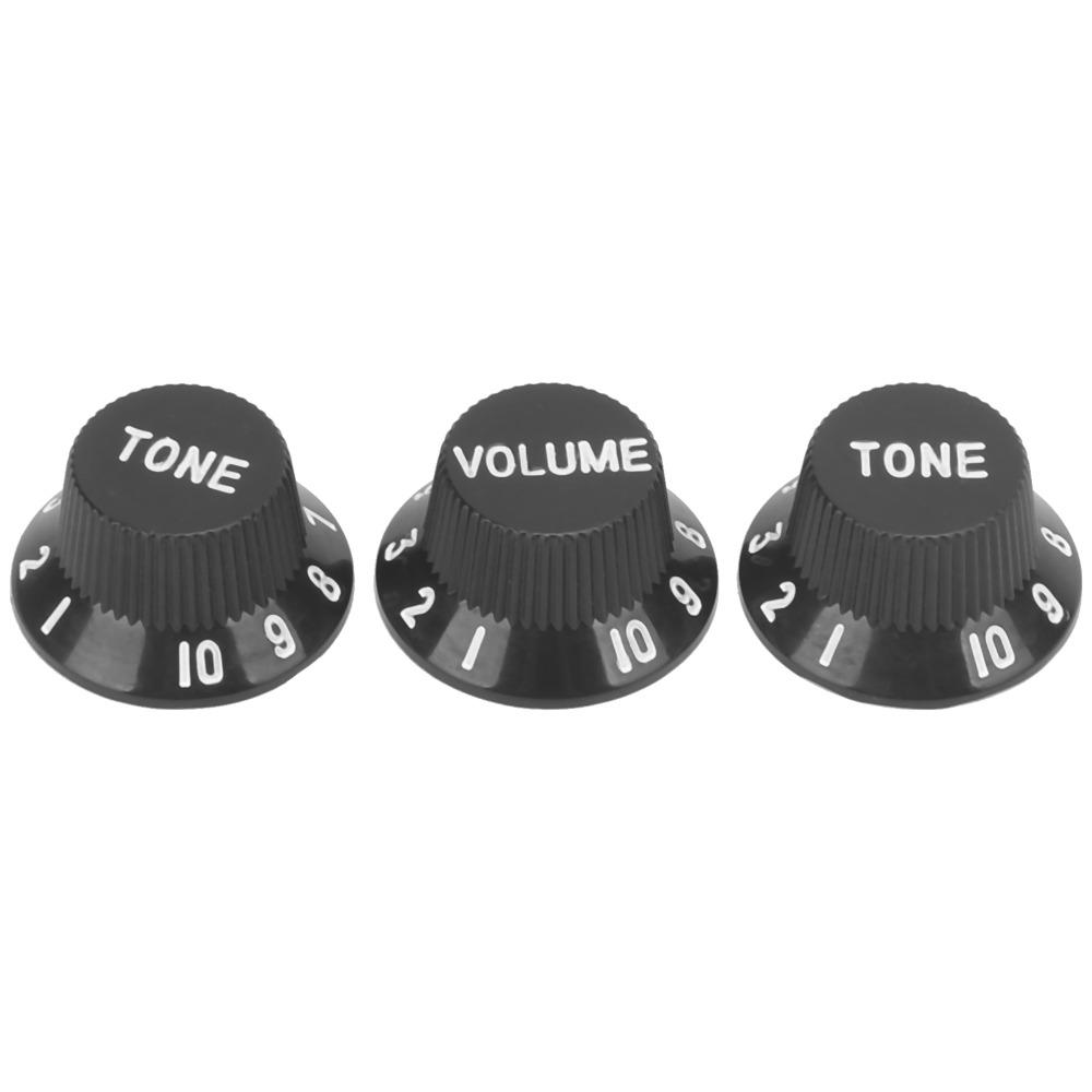 3PCS Black Color Volume Tone Knobs Plastic Material Speed Control Knobs Electric Guitar