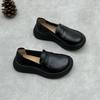 Loafers Black Leather Shoes Soft Soled Casual Women's Shoes with Soft Soles