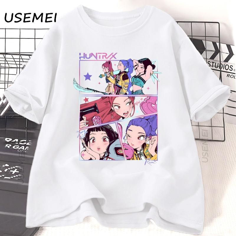 Huntrix Girlgroup KPop Demon Hunters T-shirt Casual Short Sleeve Tshirt Oversized Harajuku Fashion Unisex Clothing Tees