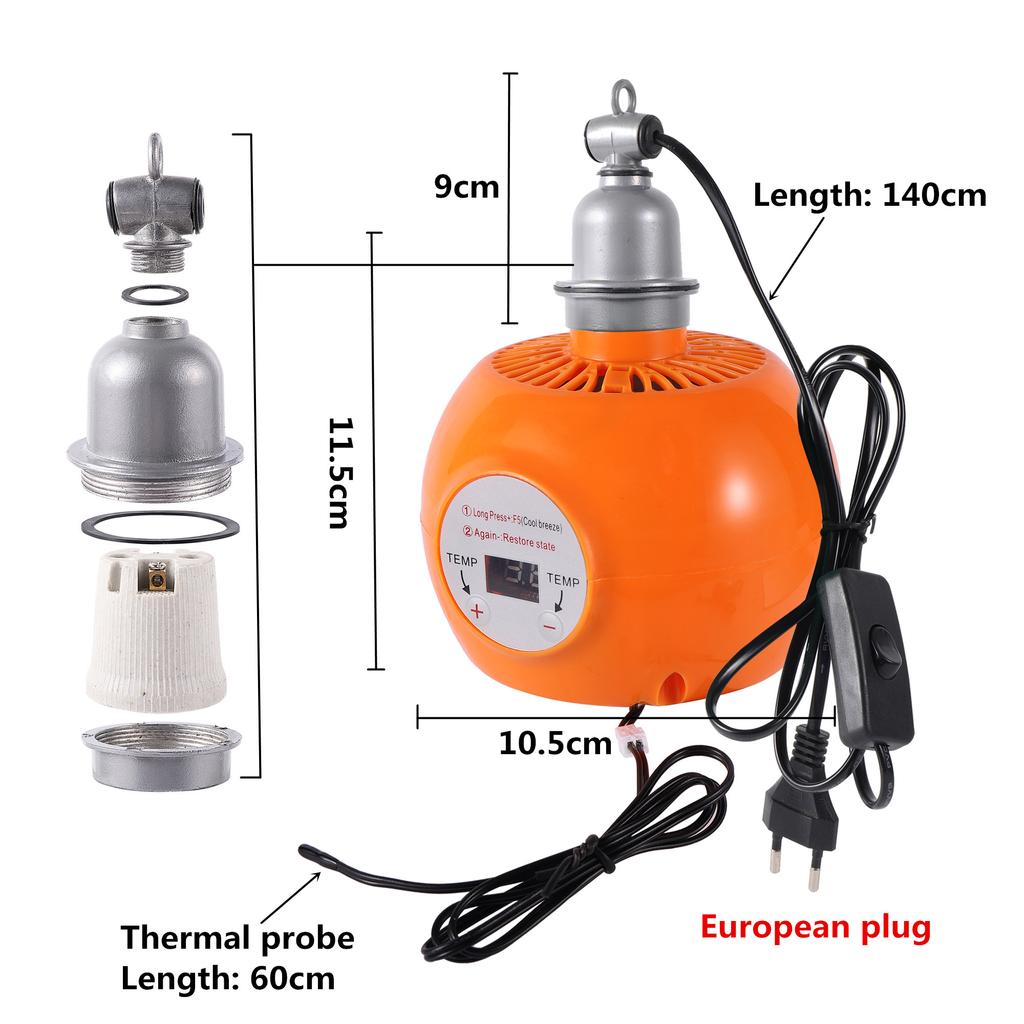 Zvířecí topná lampa Teplé světlo pro zvířata Kuřecí termostatický regulátor teploty Ohřívač Box pro plazy Topná lampa 220V 150W/300W