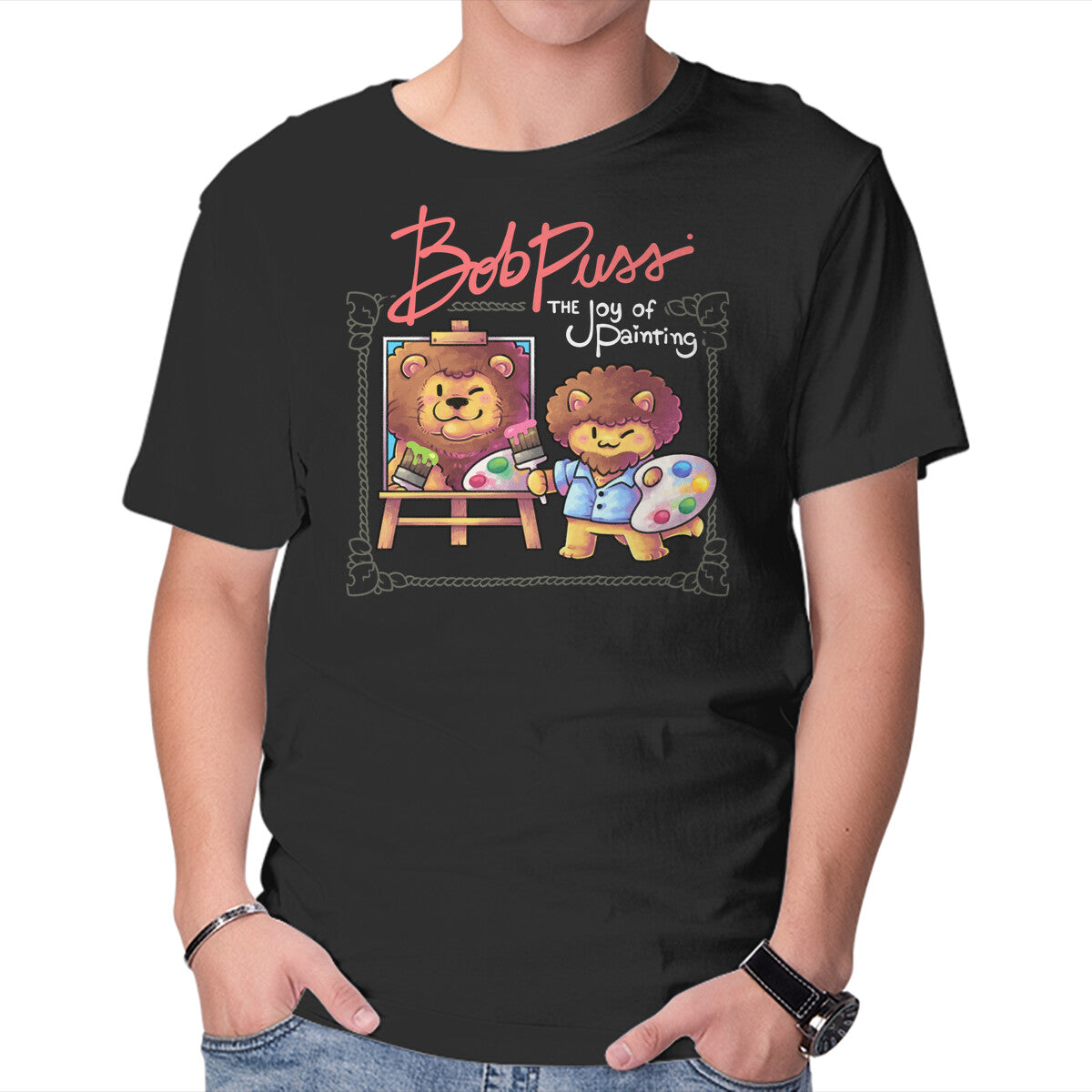 Unisex Crew Neck T-Shirt Kitty Painter Graphic Short Sleeve Casual Tee XXXL