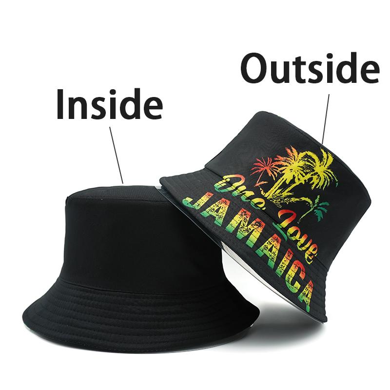 

Панама с принтом Bocca Jamaica Rasta One Love Письменный узор Рыбак Унисекс Шляпы Двусторонние Панама Кепки Путешествия На открытом воздухе Солнце 56-58cm