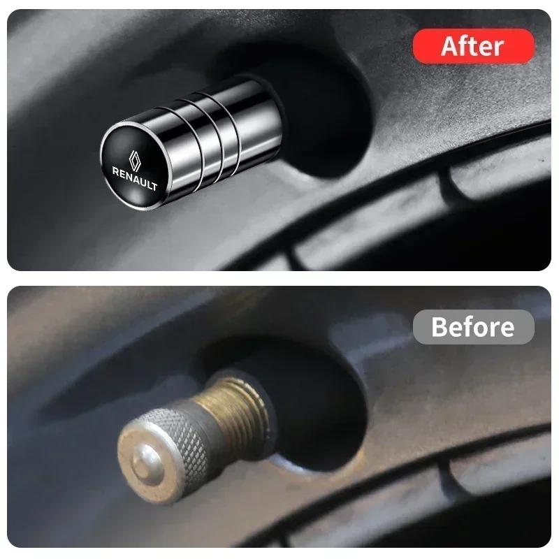 For Renault 2026 New Hub Caps 4Pcs Car Decor Metal Wheel Tire Valve Caps Tyre Stem Covers Airdust Waterproof for Renault koleos 