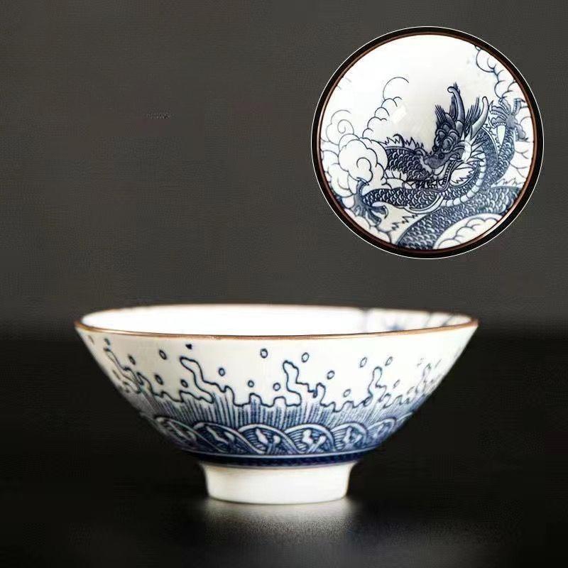

Фарфоровый набор чашек «Синий и белый дракон-Феникс» — китайская керамическая пара для чая и вина, роскошные подходящие сосуды для питья для дома Dragon Cup