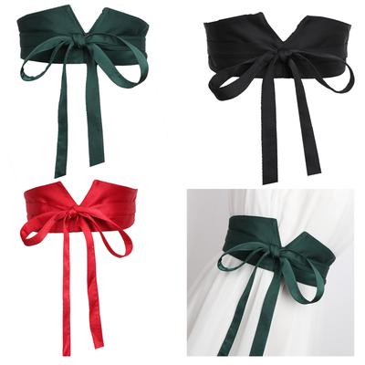 Damen Unterbrustkorsett Satinierter Breiter Taillengürtel mit Selbstbindeband Universelles Damenformelles Kleid Hemd Mantel Korsett
