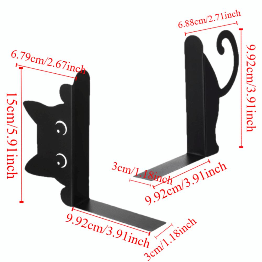 Black Metal Metal Bookend Versatile Book Holder Special Cat Bookend  Office Bookshelf