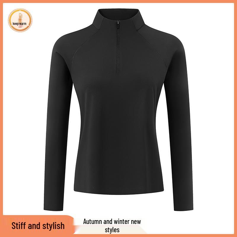 2025 Women's Sport Long Sleeve Zip Collar Polo Shirt: Outdoor Casual Warm Top