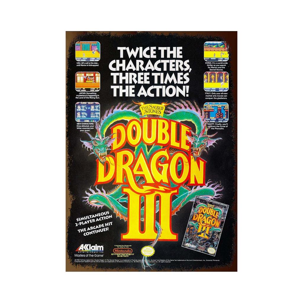 Cartoon Anime Signs Double Dragon Movie Poster Vintage Decoration Wall Metal Tin Sign Garage Tin Board Painting Art Plate Sig