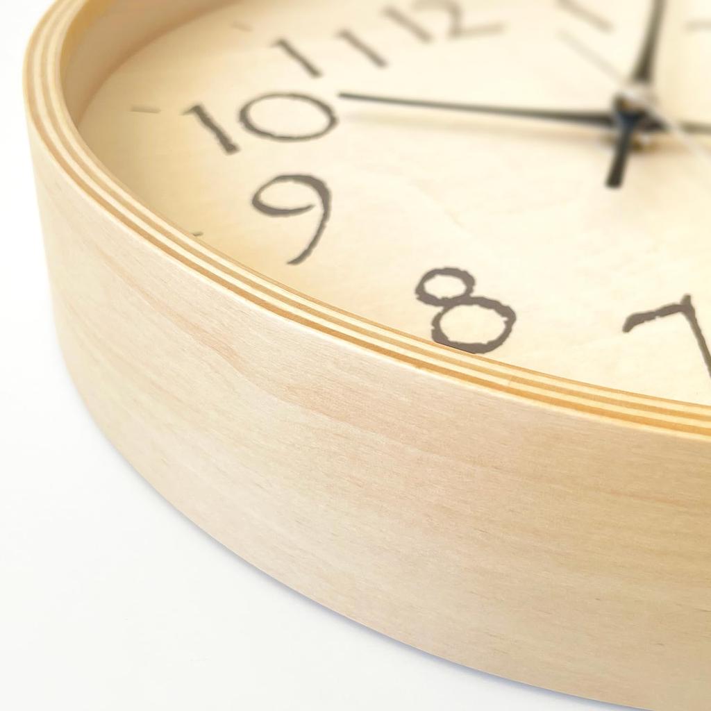 KATOMOKU plywood clock 21 Light Black Wall Clock with Continuous Second Hand, KM-120BKRC, 252mm (Radio-controlled clock)