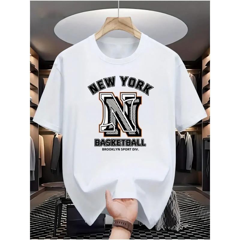 Fashionable summer men's letter printed comfortable and breathable round neck T-shirt outdoor casual top